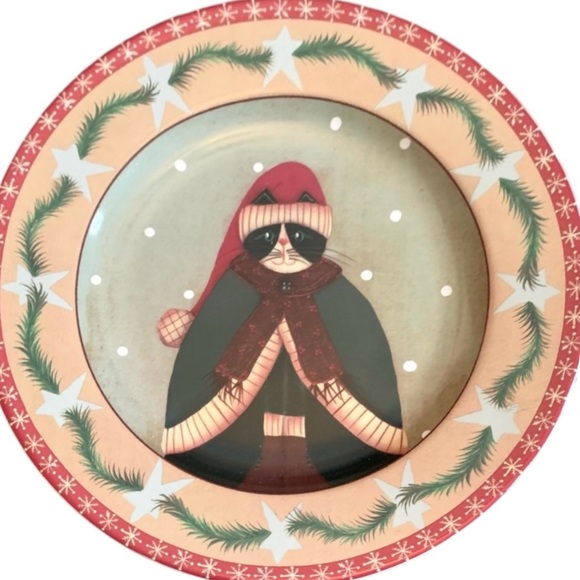 Oneida / Holiday Cats / Mix of 4 Stoneware Salad/ Dessert Plates in box - Picture 7 of 14